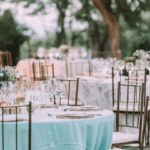 Tables at an outdoor wedding